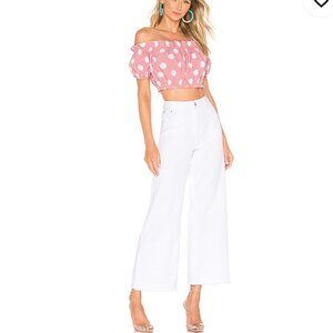 Superdown Lucy Crop Flare white jean Large